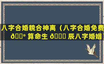 八字合婚貌合神离（八字合婚免费 💮 算命生 🐋 辰八字婚姻）